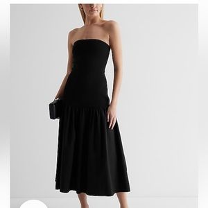 Ribbed strapless poplin midi dress size small